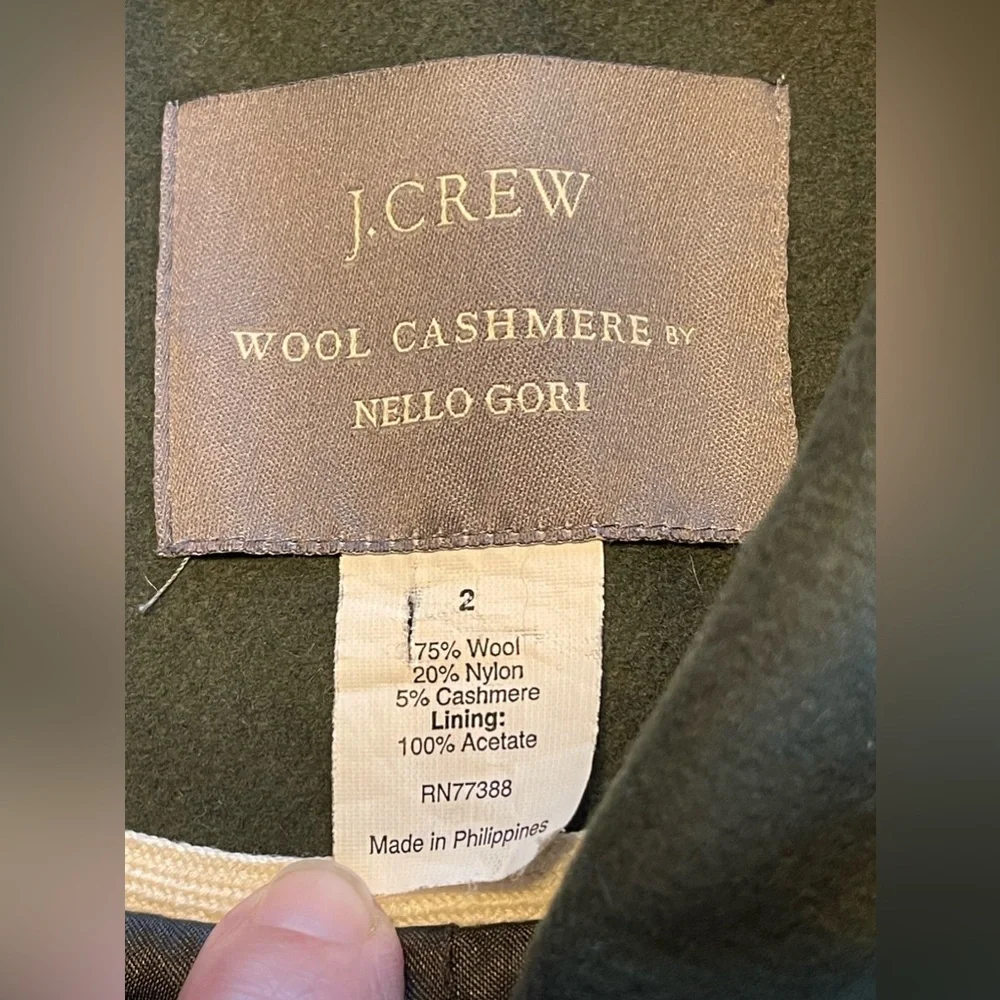 J. Crew Icon Wool Cashmere By Nello Gori Trench Pea Coat Women’s 2 Forest green - Picture 4 of 13